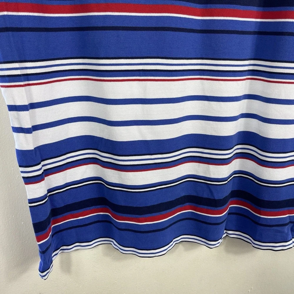 Polo Ralph Lauren Shirt Mens Large Blue White Striped Short Sleeve Top‎ Cotton